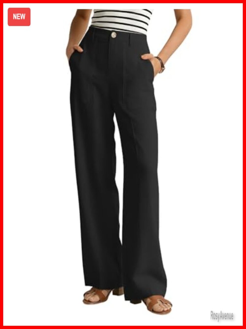 Wide Leg Linen Blend Pants Casual Work Trousers